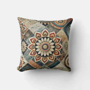 Boho Mandala Floral Art Moderne Jeter Oreiller