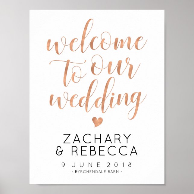 Boho Mariage Affiche de bienvenue Rose or (Devant)