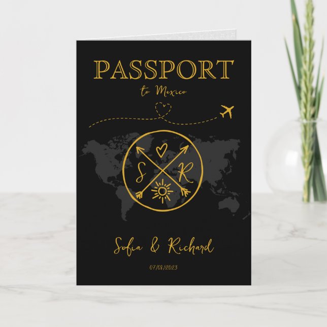 Boho Mariage Destination Carte de passeport Code Q (Devant)