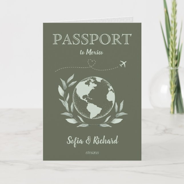 Boho Mariage Destination Carte de passeport Code Q (Devant)
