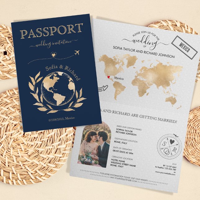 Boho Mariage Destination Passport Carte du monde (Créateur téléchargé)