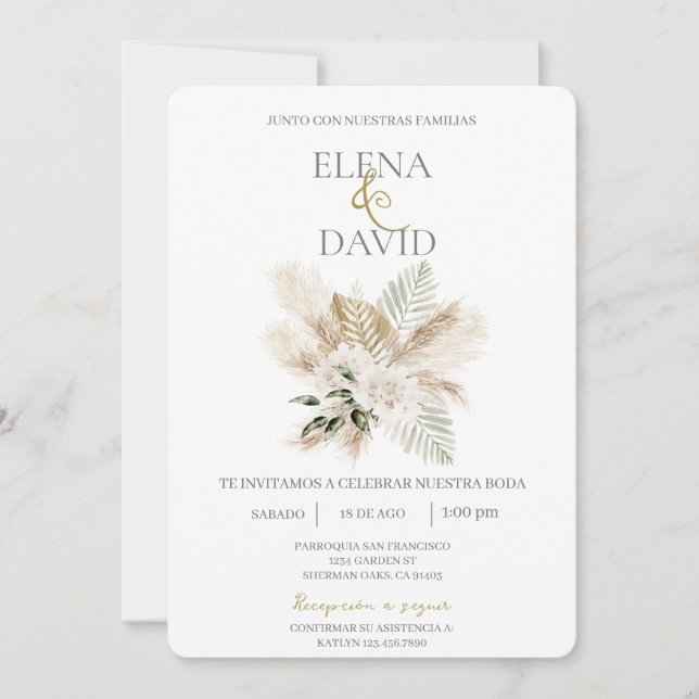 Boho mariage espagnol Invitation (Devant)