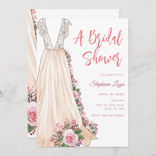 Boho Mariage habillage douche nuptiale Invitation (Devant / Derrière)