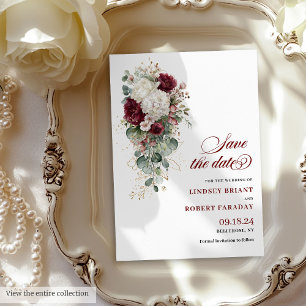 Boho maroon or mariage rose enregistrer la carte d