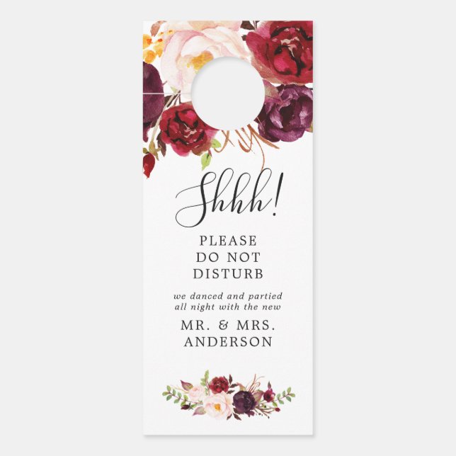 Boho Marsala Floral Mariage Bienvenue Affichette d (Devant)