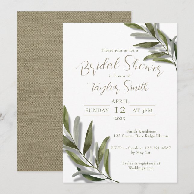 Boho méditerranéen Chic minimaliste Invitation (Devant / Derrière)