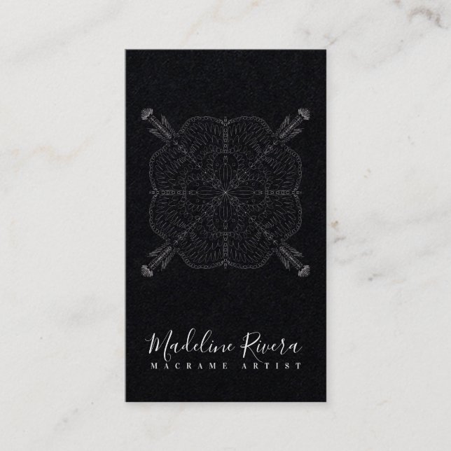 Boho minimal Mandala Yoga Macrame Carte de visite (Devant)