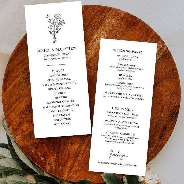 Boho Minimaliste Simple Élégant Mariage Programme (Créateur téléchargé)