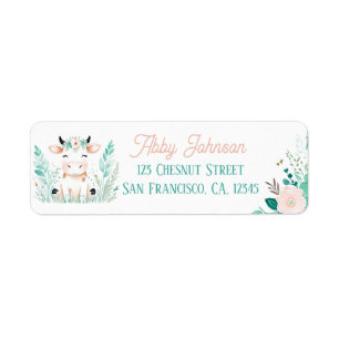 Boho Mint Green Calf Retourner l'adresse Étiquette