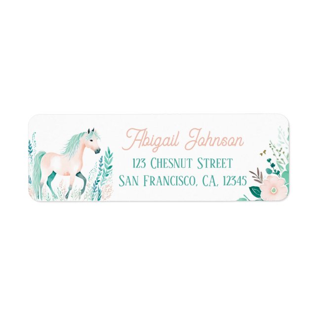 Boho Mint Green Horse Retourner Adresse Étiquettes (Devant)