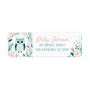 Boho Mint Green Owl Retourner l'adresse Étiquettes