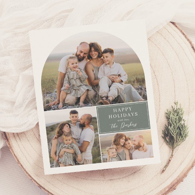 Boho Modern 4 Photo Collage Arc Budget de Noël (Créateur téléchargé)