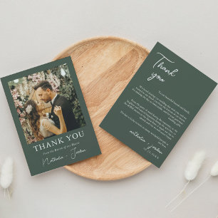 Boho Modern Dark Green Photo Mariage Merci Ca