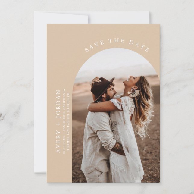 Boho moderne Enregistrer la date | Cartes miniatur (Devant)
