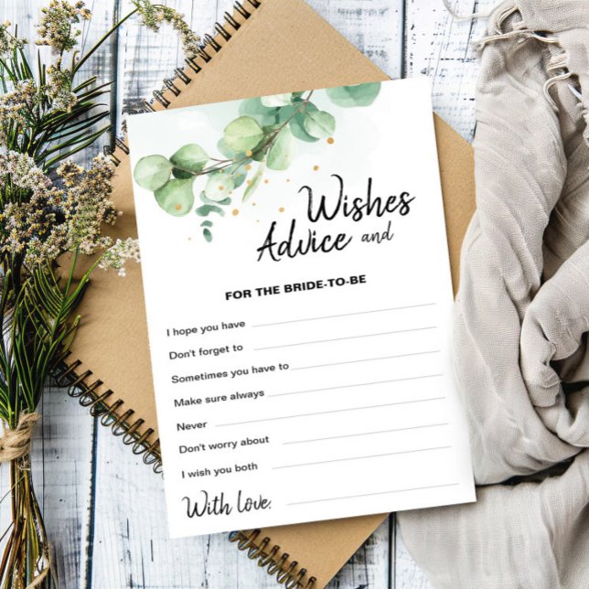Boho Moderne Eucalyptus Mariage souhaite carte con (Créateur téléchargé)
