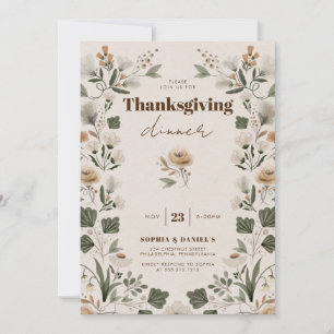Boho Moderne Folk Thanksgiving Dîner Invitation