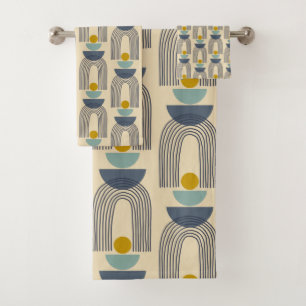 Boho moderne Formes Lignes Arche Motif en bleu