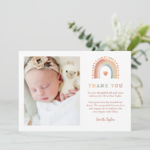 Boho moderne Rainbow 2 Photo Baby Carte de remerci
