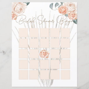 Boho moderne rose Élégant floral Bingo nuptiale