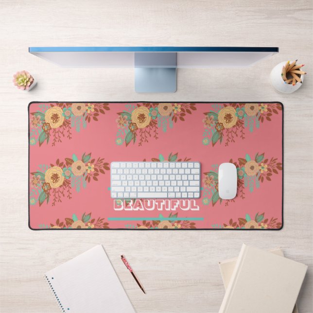 Boho moderne rose floral (Bureau 1)