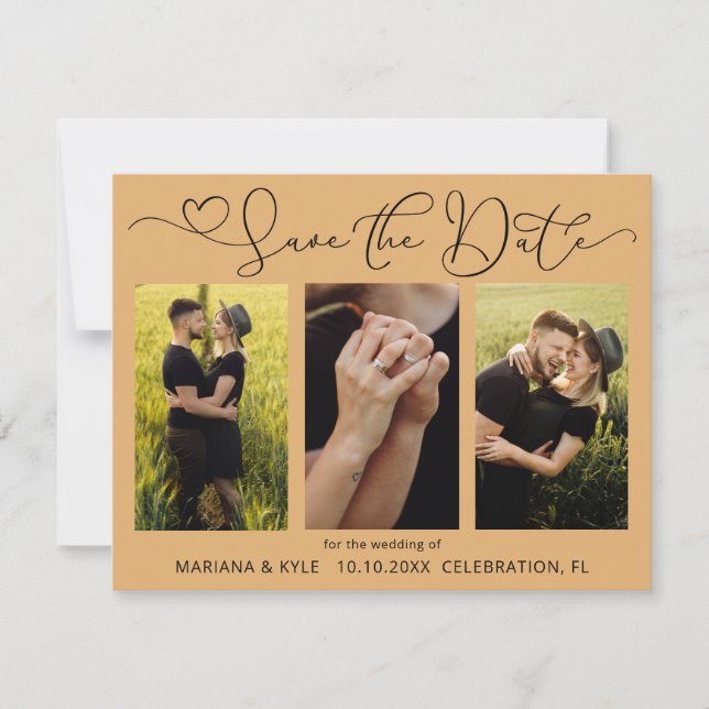 Boho moderne Yellow Photos Mariage Enregistrer la  (Devant)