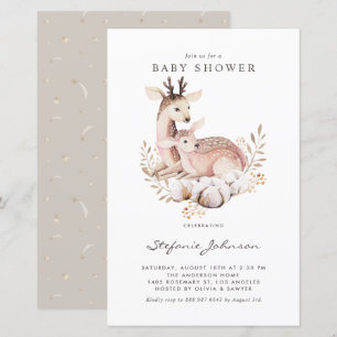 Boho Mommy et Baby Deer Baby shower Invitation