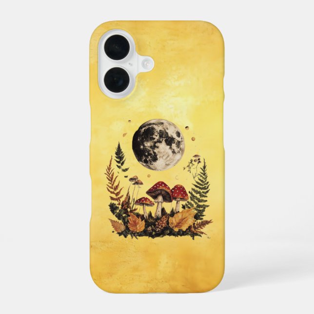 Boho Moon et champignons iPhone 16 coque (Verso)