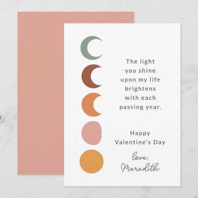 Boho Moons Inspiration Dire Carte Valentine (Devant / Derrière)