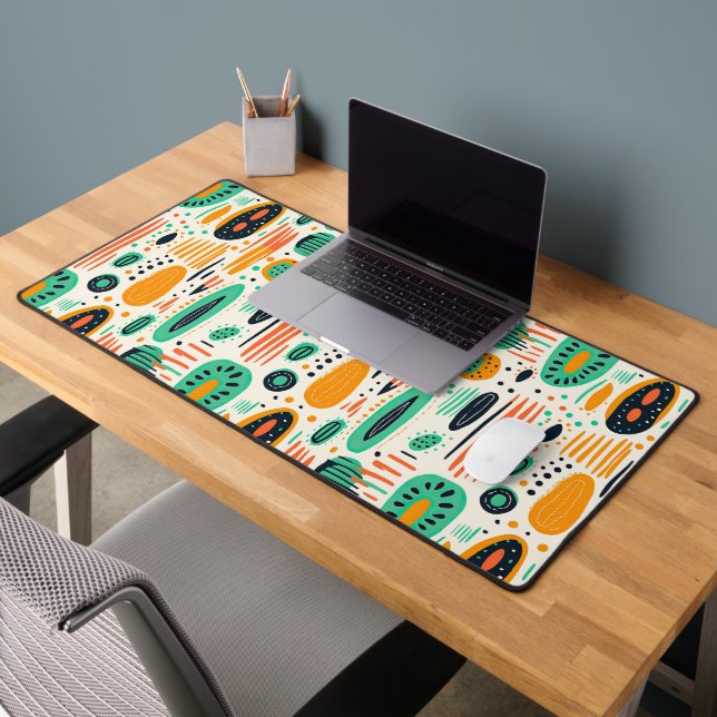 BOHO Motif Abstrait Orange & Green Mid Century (Bureau 2)