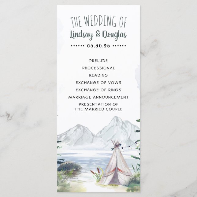 Boho Mountains Adventure Wedding Programmes (Devant)