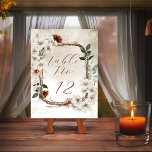 Boho Muted Automne Floral Cartes et cadeaux de nai<br><div class="desc">Belles tonalités doucement muettes pour notre collection de Fêtes des mariées automne "Fall in Love". Doté d'une couronne rectangulaire de vigne et de fleurs d'automne finement tissées dans un ornement,  ce design est l'exemple de l'élégance sobre pour vos cartes "Table No." d'automne. Conception composite par Holiday Hearts Designs.</div>