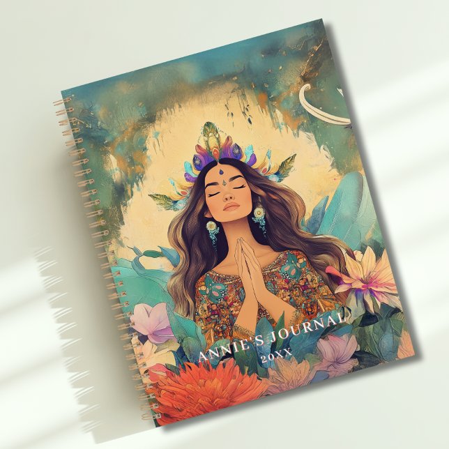 Boho Mystic Spiritual Woman Illustration  (Boho Mystic Spiritual Woman Illustration Planner with your Name or Text)