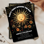 Boho Mystical Sun 40th Birthday Invitation<br><div class="desc">Faites de votre 40e anniversaire une fête inoubliable avec notre enchanteresse boho mystique invitation d'anniversaire soleil! Cette invitation magnifiquement conçue présente une aquarelle vibrante illustration d'un brillant soleil boho entouré d'un éventail de fleurs en fleurs, créant une atmosphère joyeuse et accueillante. Au centre, l'expression fantaisiste "Quarante Excursions autour du Soleil"...</div>