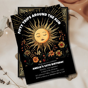 Boho Mystical Sun 50th Birthday Invitation