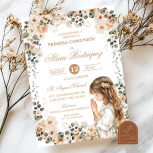 Boho Neutral Floral Première Invitation à la Premi