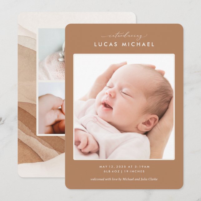 Boho Neutre Beige Aquarelle Faire-part moderne (Devant / Derrière)