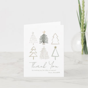 Boho Noël Arbres verts Carte de remerciements d'an
