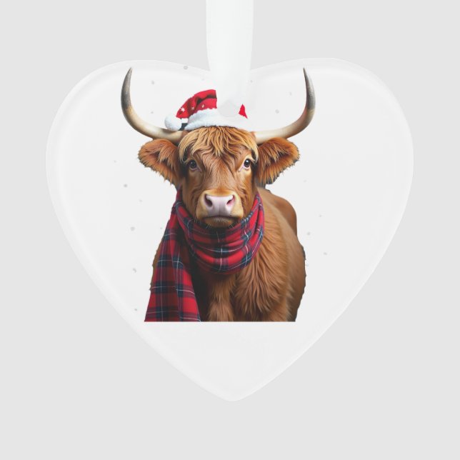 Boho Noël T-Shirt Vache des Highlands de Noël (1) (devant)