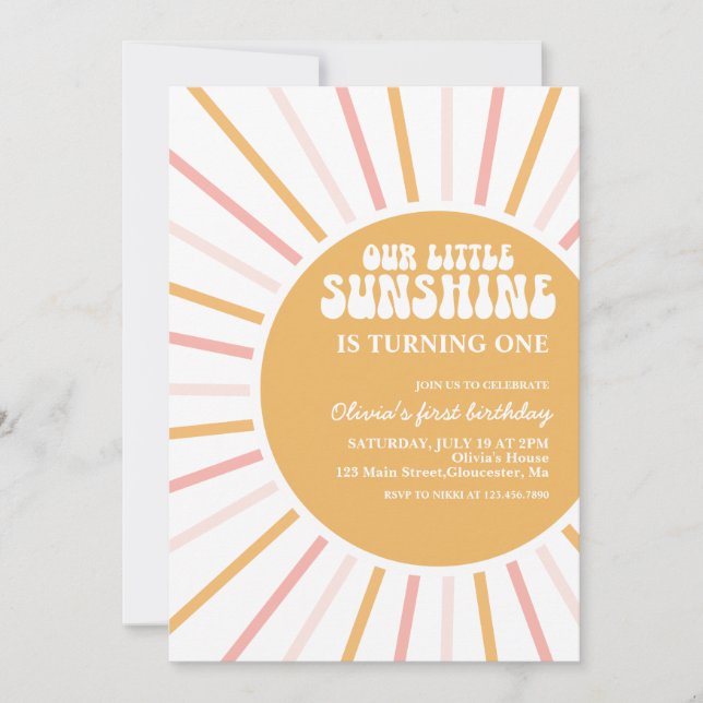 boho notre petite invitation d'anniversaire soleil (Devant)
