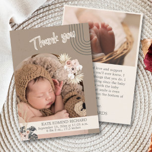 Boho Nouveau-né Faire-part de naissance bébé Merci