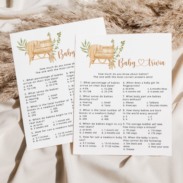 Boho nursery Baby trivia jeu de baby shower (Créateur téléchargé)
