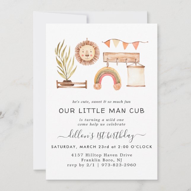 Boho Nursery | Invitation pour fête d'anniversaire (Devant)