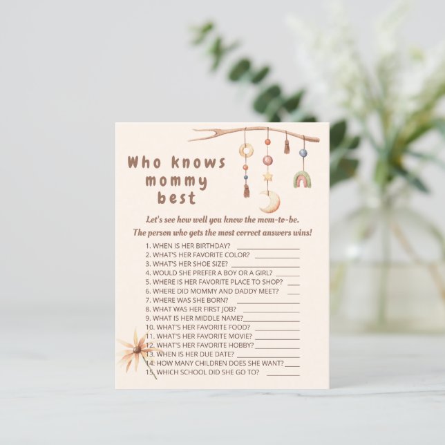 Boho nursery Qui connaît maman meilleur jeu. (Debout devant)