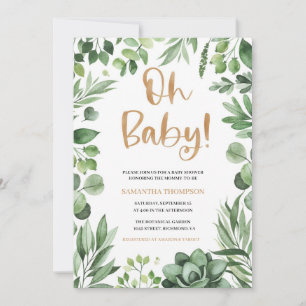 Boho Oh Baby shower Invitation, Invitation Succule