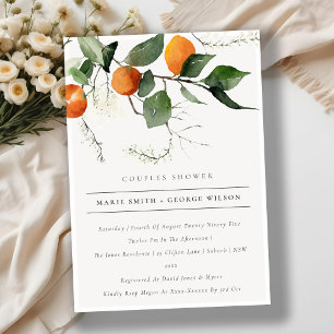 Boho Orange Blossom Foliage Couples Invitation dou