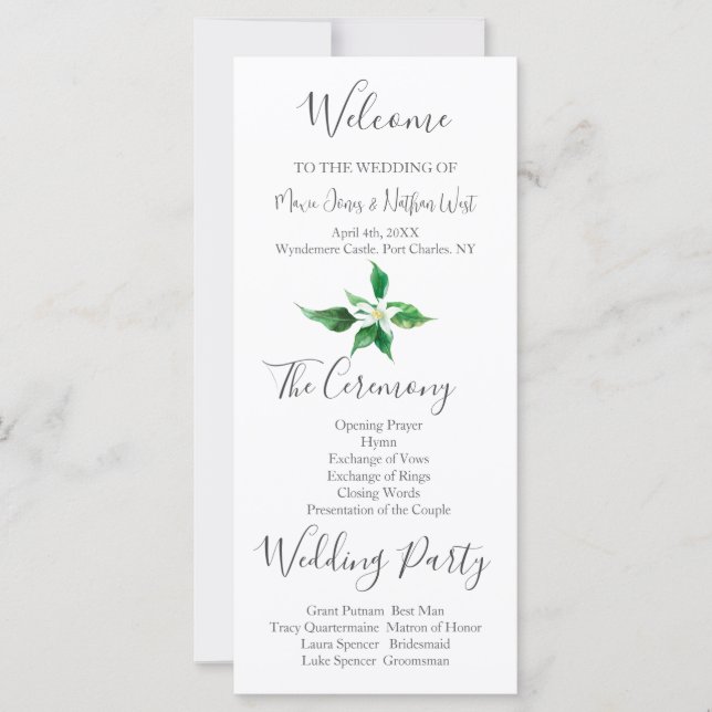 Boho Orange Blossom Wedding Programme (Devant)