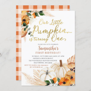 Boho Orange Citrouille Invitation d'anniversaire