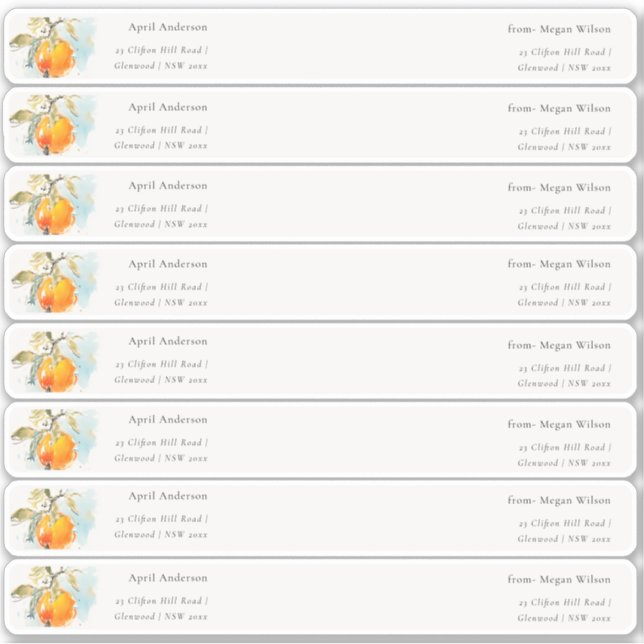 Boho Orange Invité Envelopper autour du Étiquette  (Devant)