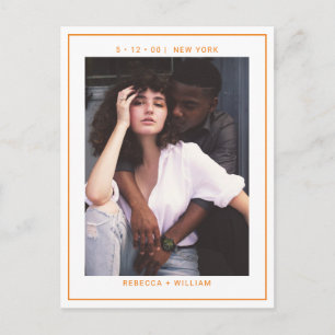 Boho Orange Photo Wedding Save the Date Invitation