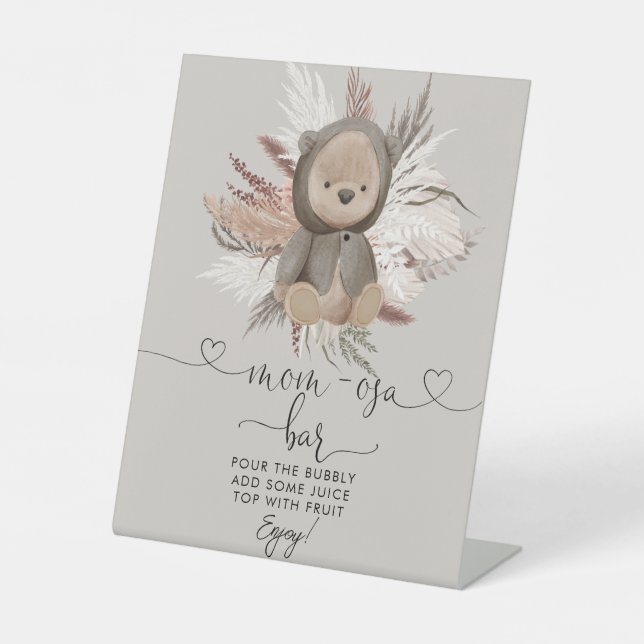 Boho Ours Baby shower Mom-osa Bar Panneau de piéde (Recto)